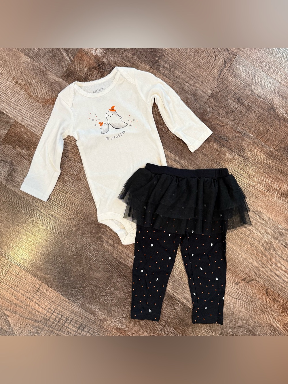 NWT Carters Baby Girl Halloween Outfit “My Little Boo” Ghost Tulle Skirt 9 Month